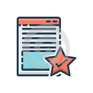 Color illustration icon for Page Quality, attribute and document