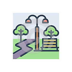 Color illustration icon for Park, garden and belvedere