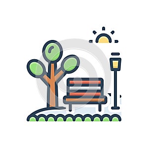 Color illustration icon for Park, garden and garth