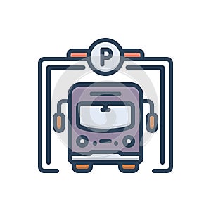 Color illustration icon for Parking, haunt and vehicle