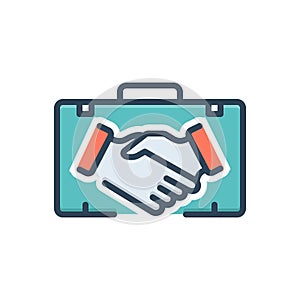 Color illustration icon for Partner, briefcase and business