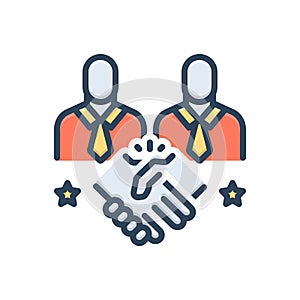 Color illustration icon for Partner, fellow and handshake