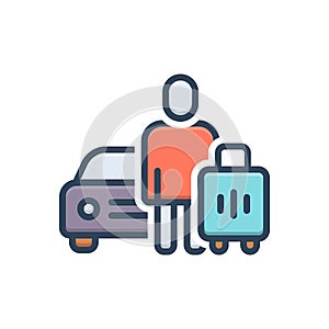 Color illustration icon for Passenger, traveler and wayfaring