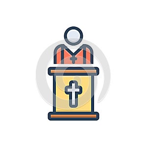 Color illustration icon for Pastor, priest and catholic