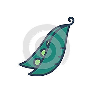 Color illustration icon for Pea, peapod and nutrition