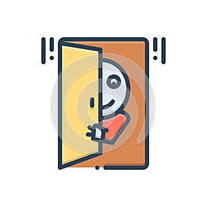 Color illustration icon for Peek, peep and human