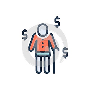 Color illustration icon for Pension, superannuation and elderly