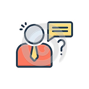 Color illustration icon for perceive, think and know