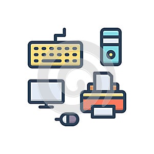 Color illustration icon for Peripheral, acentric and monitor