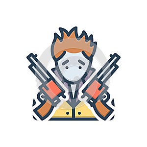 Color illustration icon for Perk, gun and thief