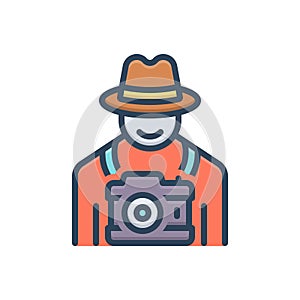 Color illustration icon for Photographers, documentarian and taking