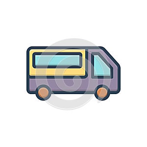 Color illustration icon for Pickup Van, transport and bus