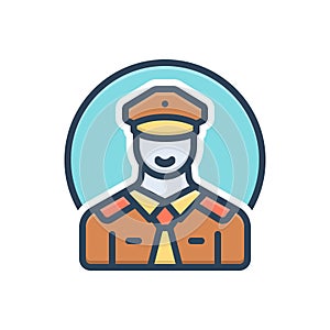 Color illustration icon for Pilot, aviator and job