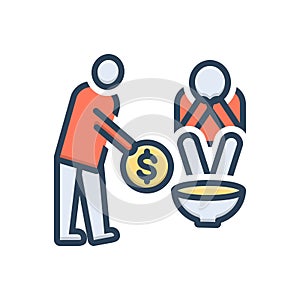 Color illustration icon for Poor, indigent and poverty