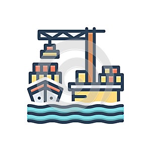 Color illustration icon for Ports, seaport and harbor