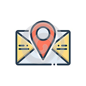 Color illustration icon for Postcode, pincoad and poatal