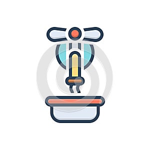 Color illustration icon for Pour, flow and effuse