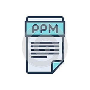 Color illustration icon for Ppm, doc and document