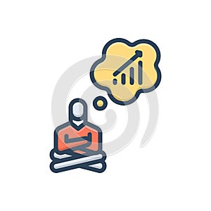 Color illustration icon for Prediction, forecast and think