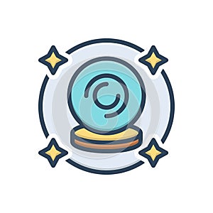 Color illustration icon for Predictions, bodment and crystal