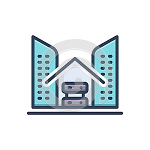 Color illustration icon for Premises, dwelling and house