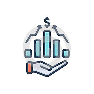 Color illustration icon for Proceeds, revenue and economic