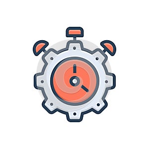 Color illustration icon for Productivity, creativeness and cogwheel