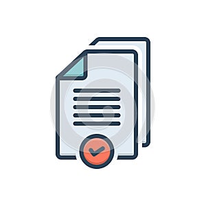 Color illustration icon for proper, document and paper