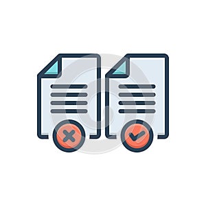 Color illustration icon for proper, wrong and document