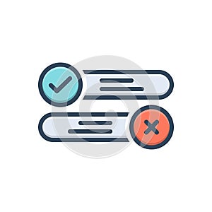 Color illustration icon for Pros, contra and wrong