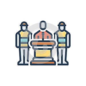 Color illustration icon for Protected Speech, protected and orator photo