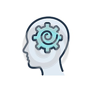 Color illustration icon for Psych, psychologist and brain