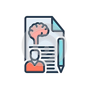 Color illustration icon for Psychologist, psych and brain