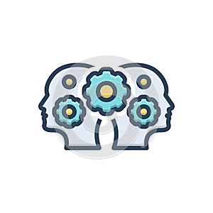 Color illustration icon for Psychology, psychics and mind