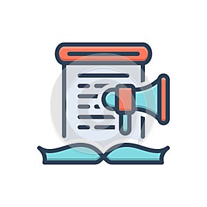 Color illustration icon for Publication, release and content