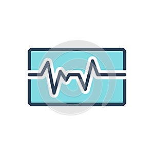 Color illustration icon for Pulse, heartbeat and measurement