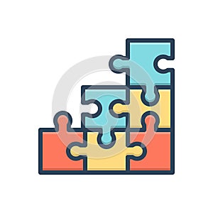 Color illustration icon for Puzzle, maze and jigsaw