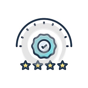 Color illustration icon for Quality, property and rating