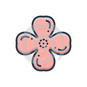 Color illustration icon for Quatrefoil, design and symbole