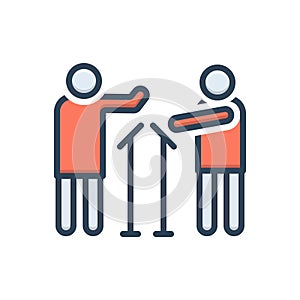 Color illustration icon for Quit, leave and debate