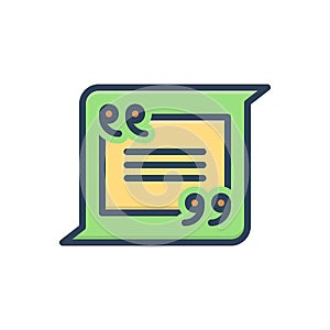Color illustration icon for Quoted, quotation and comment