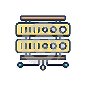 Color illustration icon for Rackmount Server, security and network