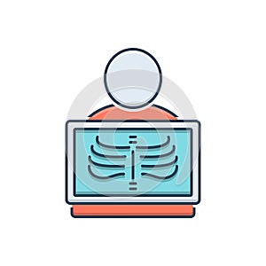 Color illustration icon for Radiology, diagnostic and ray