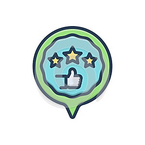 Color illustration icon for Rated, evaluated and rating