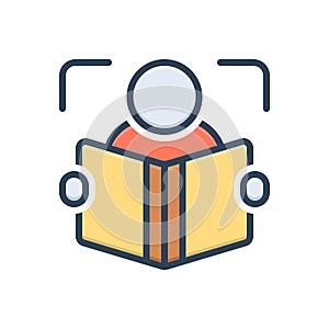 Color illustration icon for Reader, reciter and bookworm