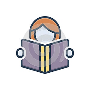 Color illustration icon for Reading, studying and recitation