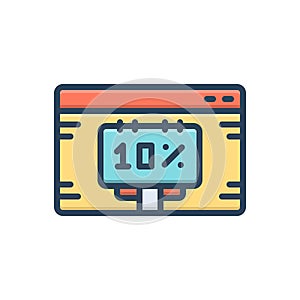 Color illustration icon for Rebate, screen and percentage