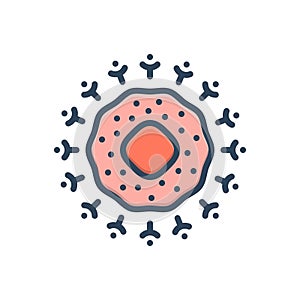 Color illustration icon for Receptor, nerve and cells