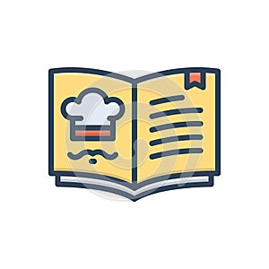 Color illustration icon for Recipe, prescript and book