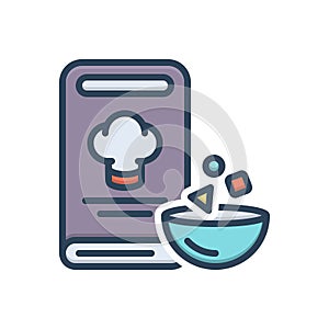 Color illustration icon for Recipes, prescript and book photo